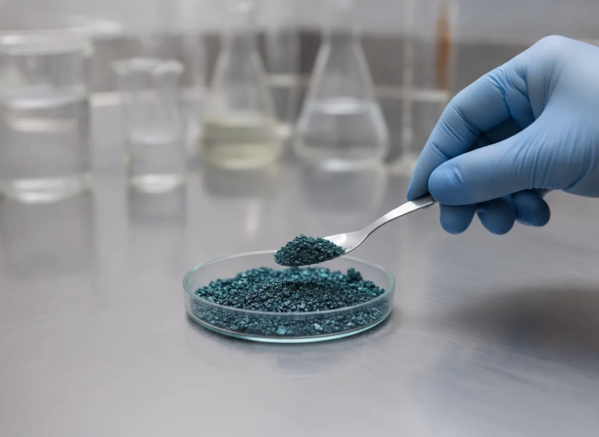A laboratory sample of fine chromium mineral powder (AI-generated illustration)